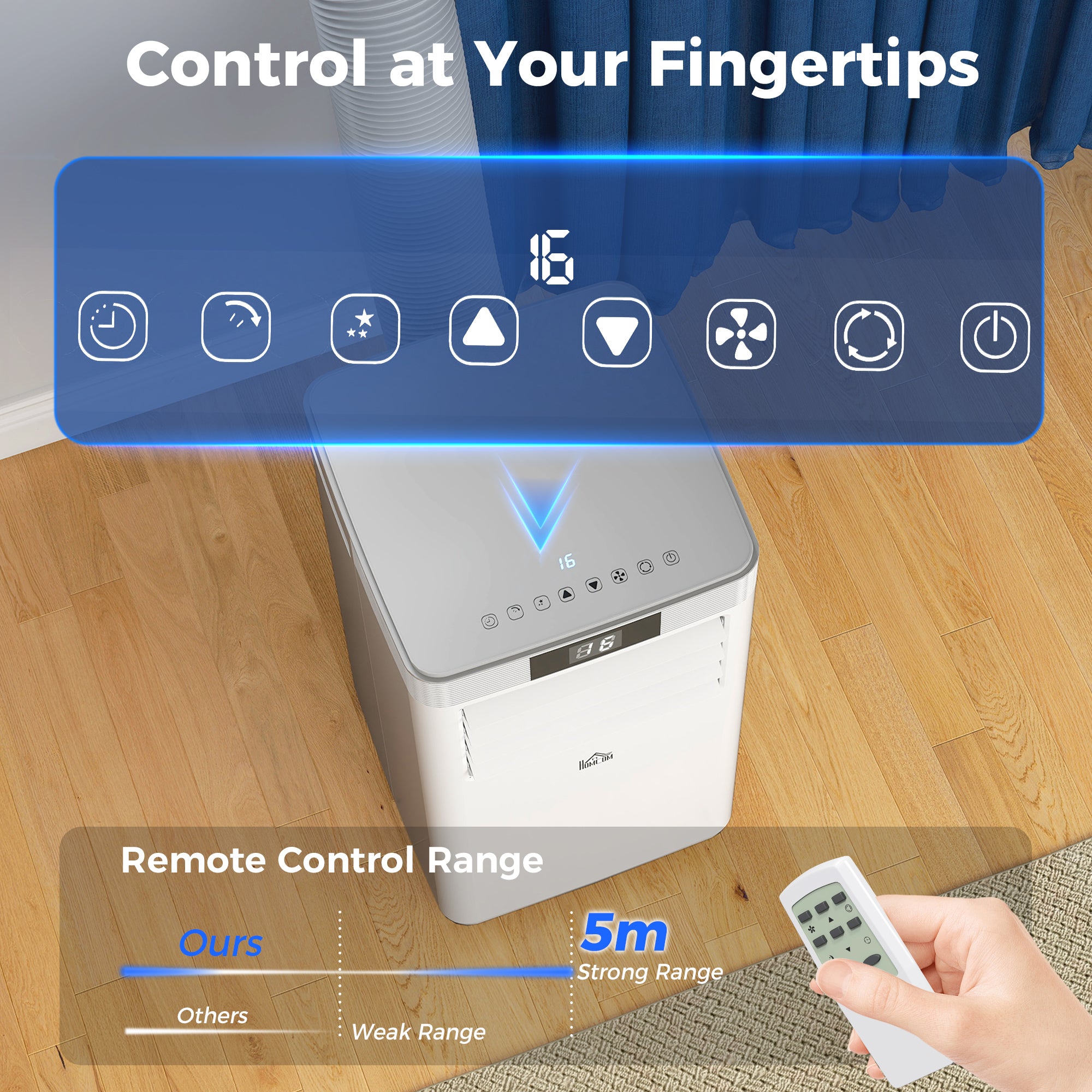 HOMCOM 10000 BTU Air Conditioning Unit, 4-in-1 Portable Air Conditioner, Dehumidifier, Cooling, Fan, Sleep Mode, with Remote Control, LED Display, 2 Speeds, 24H Timer, Window Venting Kit, 22m²